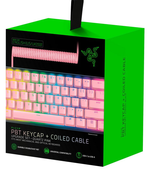 Keyboard Keys Replacement - Razer PBT Keycap with Coiled Cable Upgrade Set