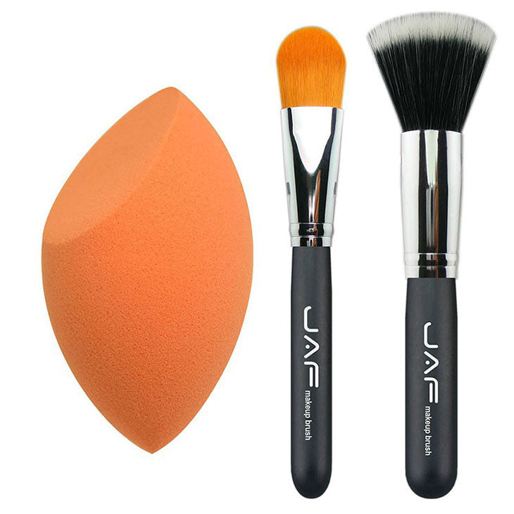 Jaf 3 Pcs Kit Of Makeup Foundation Brush Set Stippling Brushes Make U Glitter Glam Rocks