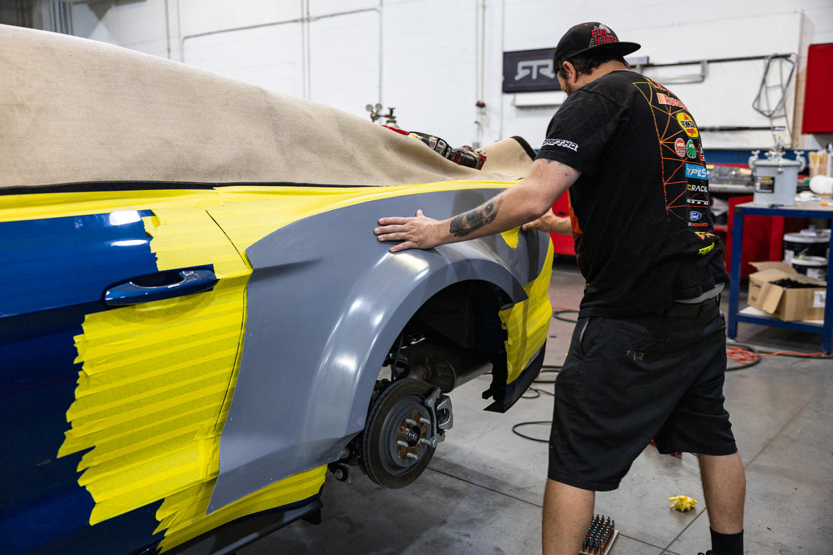  RTR Widebody Fender Flares being fitted to the 2023 Mustang body
