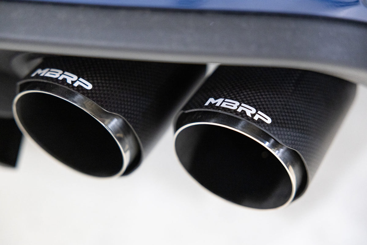 MBRP 3-inch cat-back active exhaust system with carbon fiber tips
