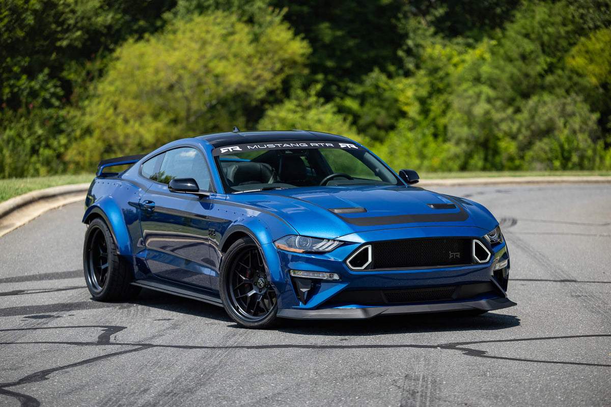 Front view of 2023 Mustang RTR Spec 5 in Atlas Blue