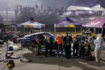 James Deane and team work together to get his competition drift car back on track at Formula Drift Irwindale