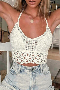 white crochet crop top