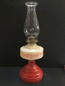 Aladdin Style Painted Glass Kerosene Lamp 11" Base