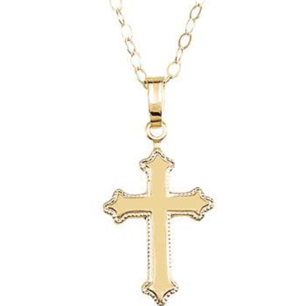 Youth Cross Necklace in 14 Karat Yellow Gold With Chain – www ...