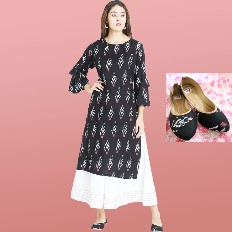 Mitaha Women Black Cotton Kurta with 