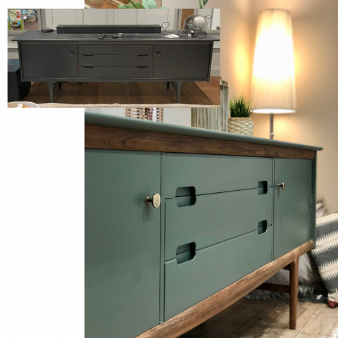 Large credenza painted in Farrow and Ball Green Smoke