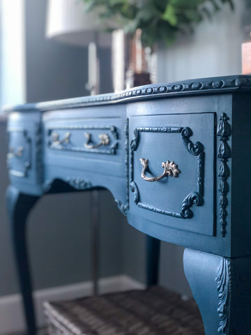 Blue french style painted dressing table