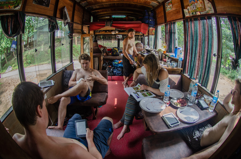 Inside the India Overland Bus