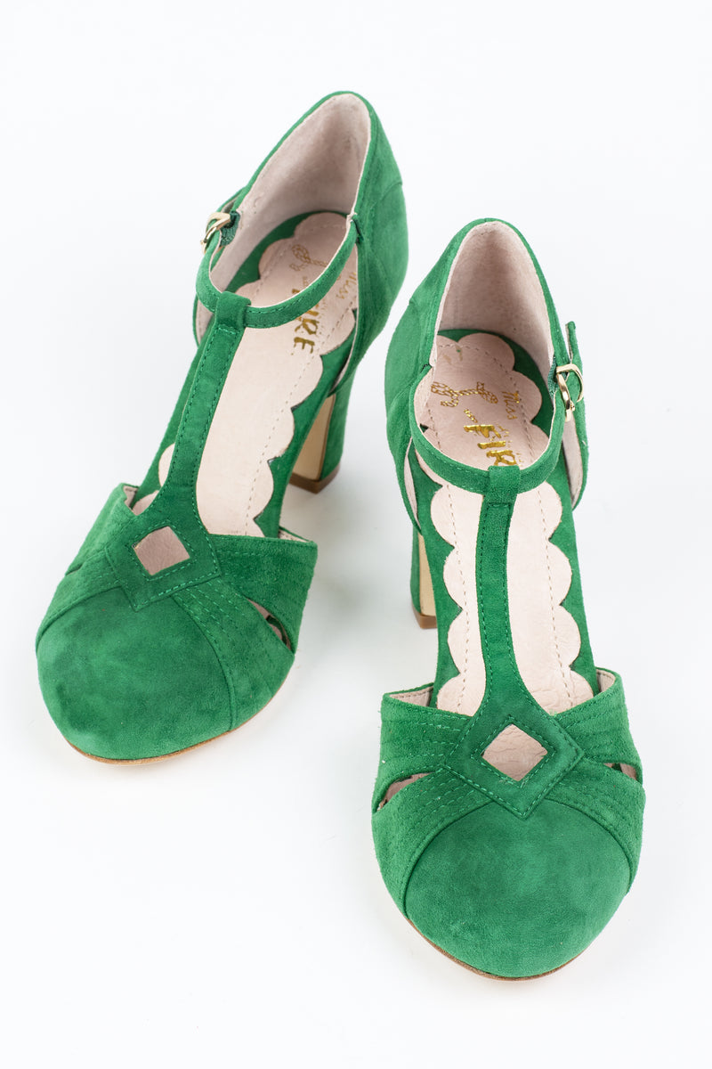 suede green heels