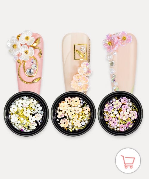 Nailart Overlay 3D Pearls Flower Mix Set