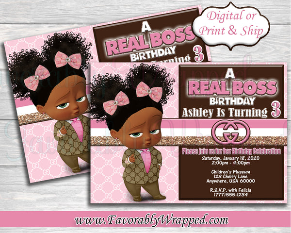 Gucci Inspired Girl Boss Baby Birthday Invitation-Pink Gucci Boss Baby –  Favorably Wrapped