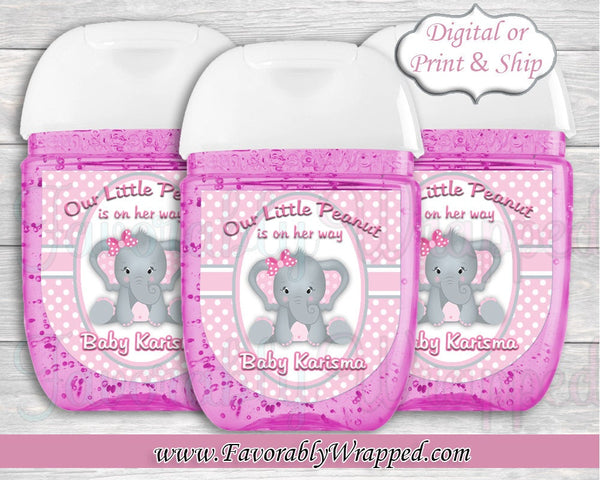 Elephant Hand Sanitizer Label Our Little Peanut Baby Shower Baby Eleph Favorably Wrapped