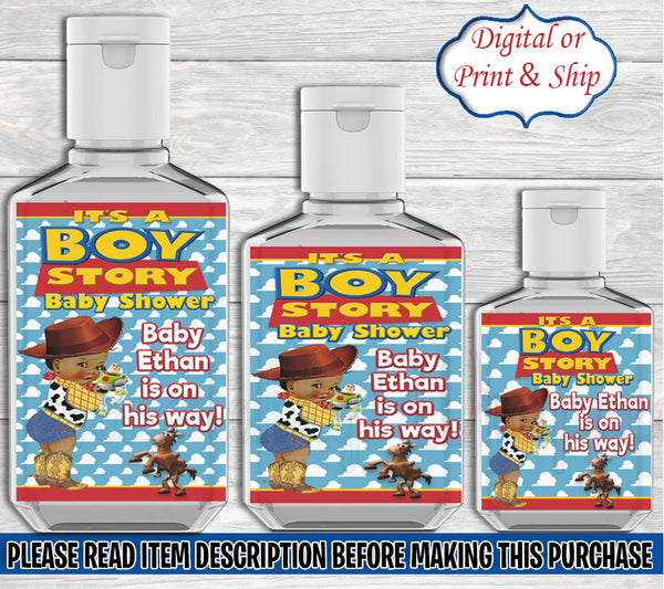 Its A Boy Story Hand Sanitizer Label Toy Story Baby Shower Hand Saniti Favorably Wrapped
