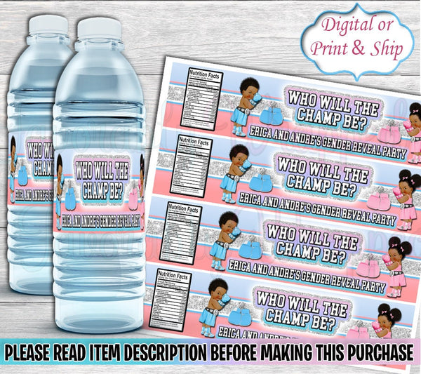 Boxing Water Label-Boxing Birthday-Boxing Gender Reveal Party-Boxing B –  Favorably Wrapped