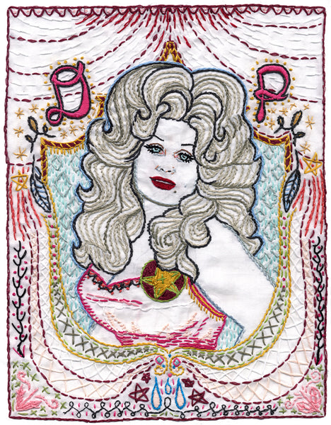 "Blue Dolly" (Parton) Embroidery by Jenny Hart