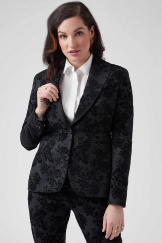 Women's black floral suit