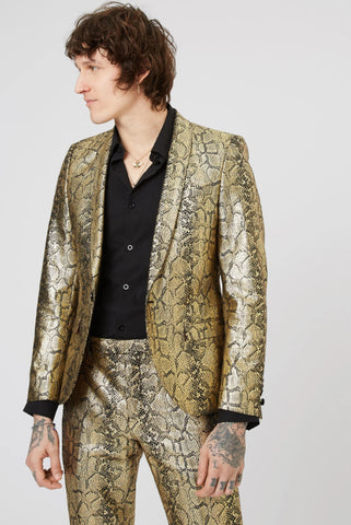 Men's Gold Floral Designer Fashion Tuxedo Blazer EJ Samuel J184