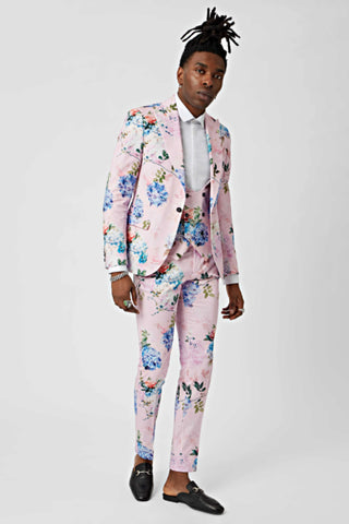 Skinny fit floral men's suit