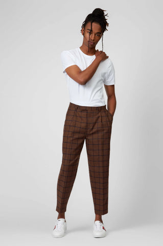 New Look Skinny Fit Cropped Trousers In Grey Mini Grid Check, $24 | Asos |  Lookastic