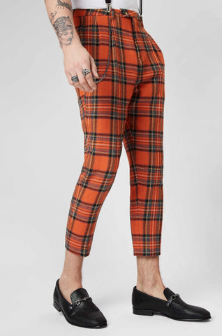 Cropped check trousers