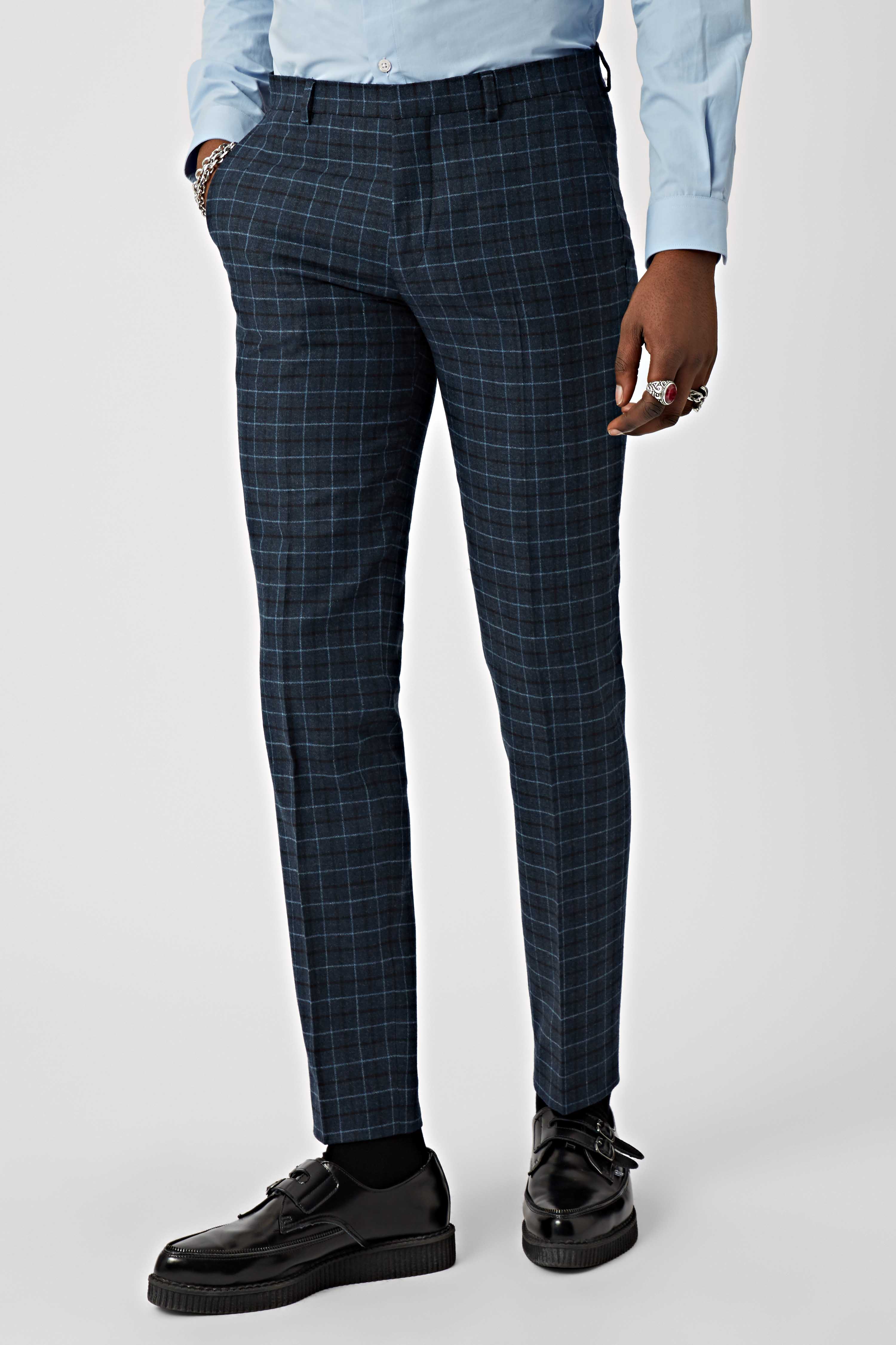 Regular Fit Check Suit Trousers
