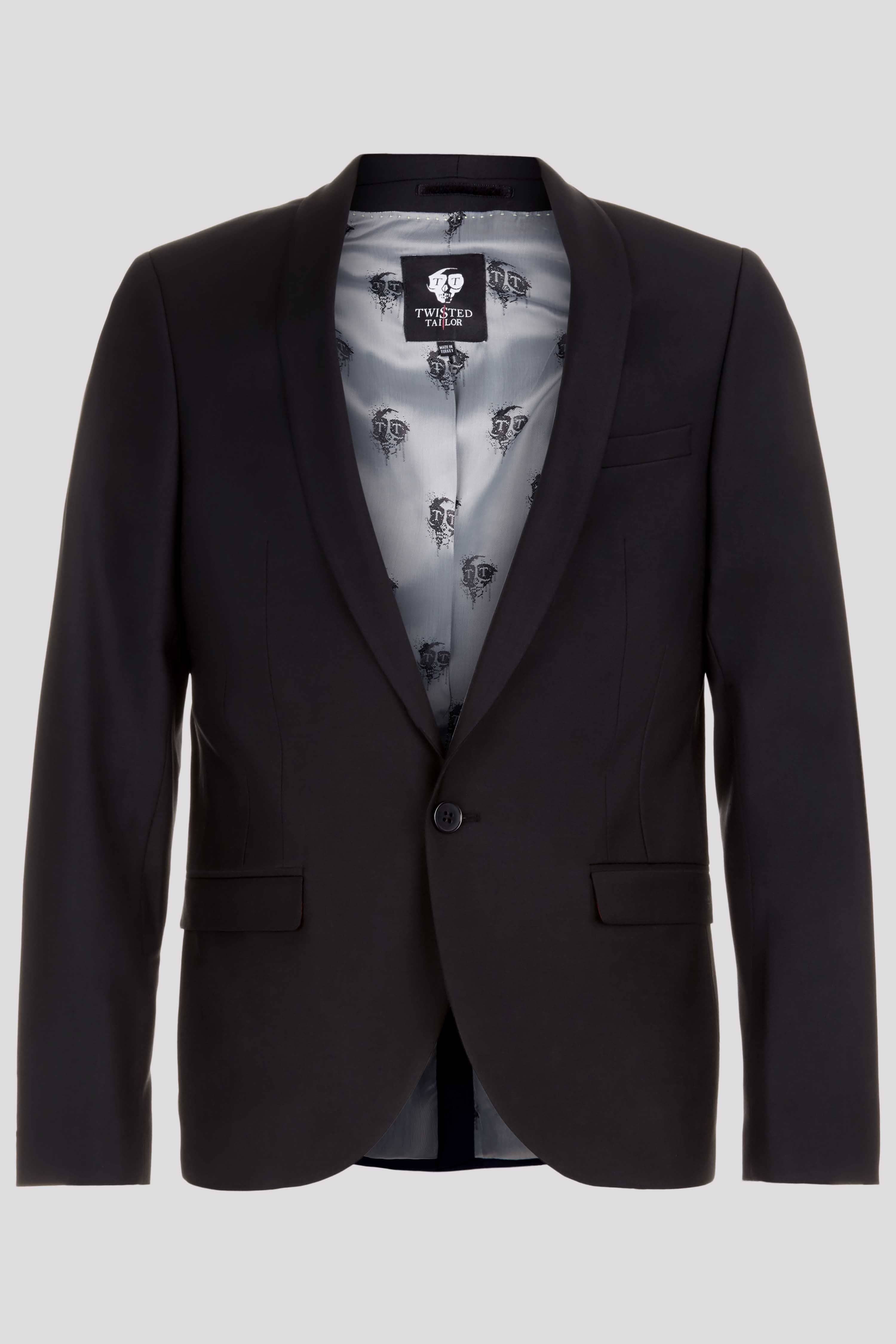 Twisted Tailor Ellroy Skinny Fit Black Suit Jacket