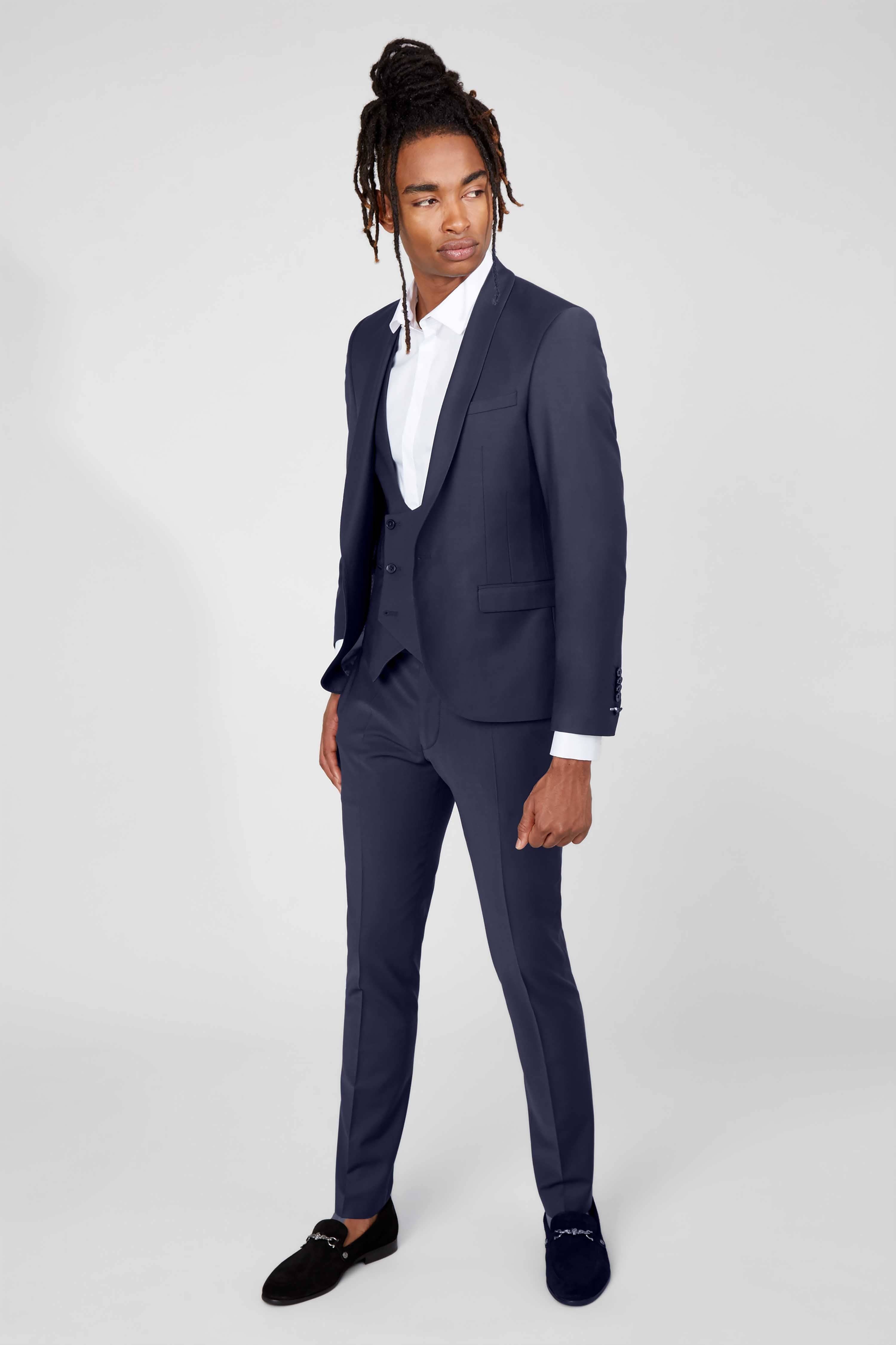 navy blue suit trousers men's