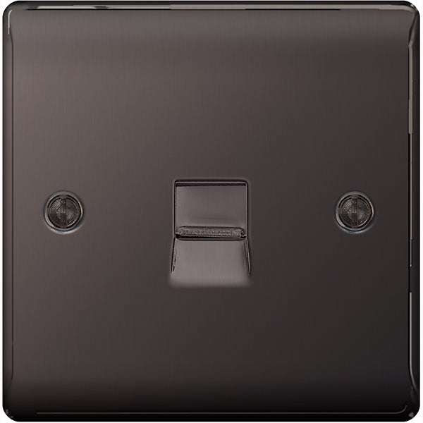 BG Nexus Metal Black Nickel 1 Gang Telephone Socket - NBNBTS1