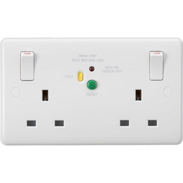 MLA Knightsbridge 13A 2 Gang DP RCD Socket White (Type A) - CU9RCD