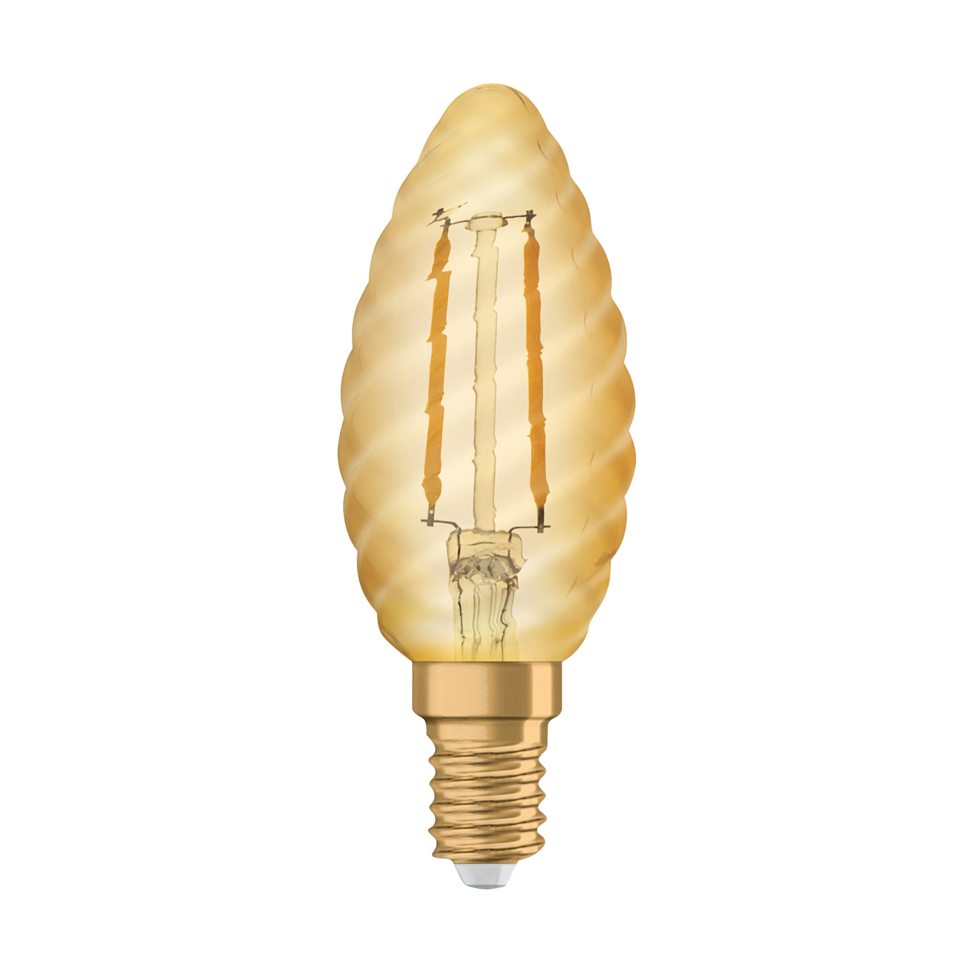 Osram 1.4W Vintage Gold LED Twisted Candle Bulb E14/SES Very Warm White - 293243