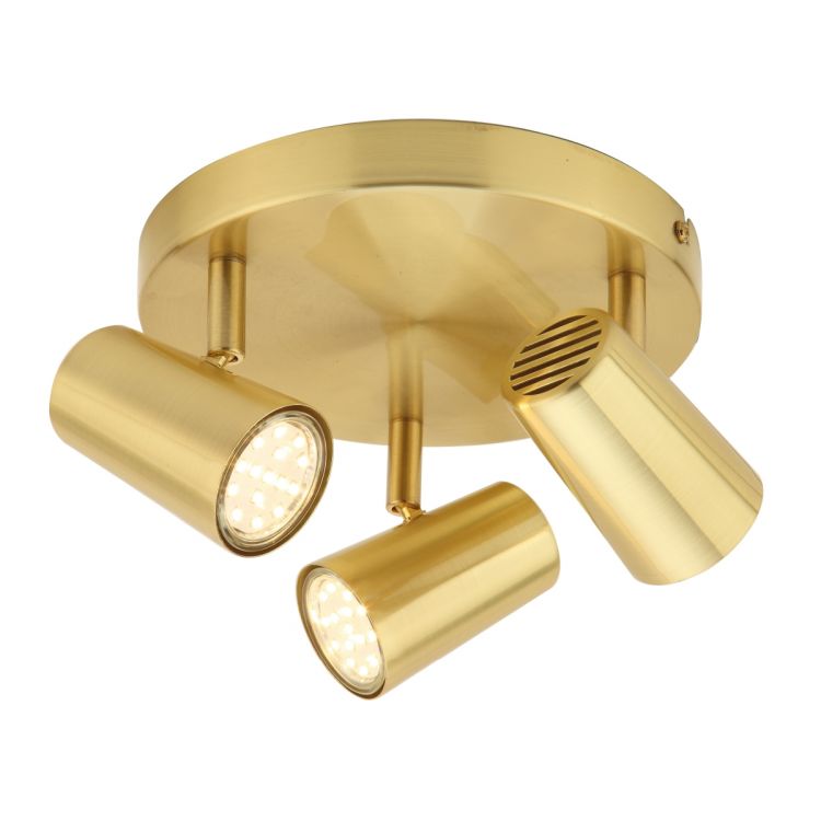 Forum Harvey 3 Light Plate GU10 Spotlight Satin Brass - INL-31776-SBRS