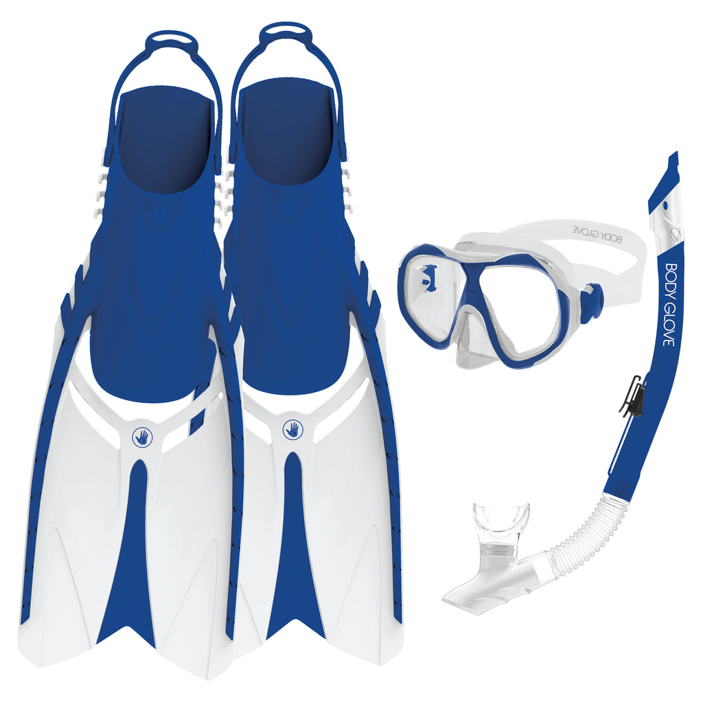 Enlighten II Mask/Snorkel/Fins Complete Set - Blue/White