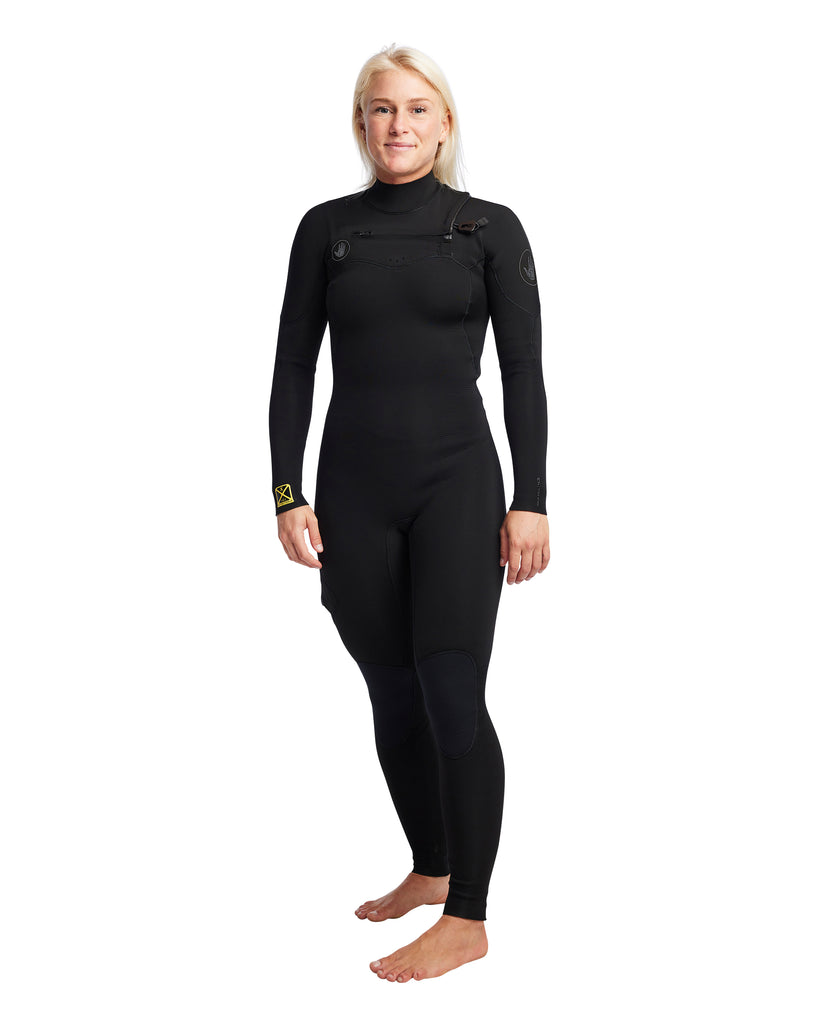 Women's Gold Cell 4/3mm Chest Zip Fullsuit - Black