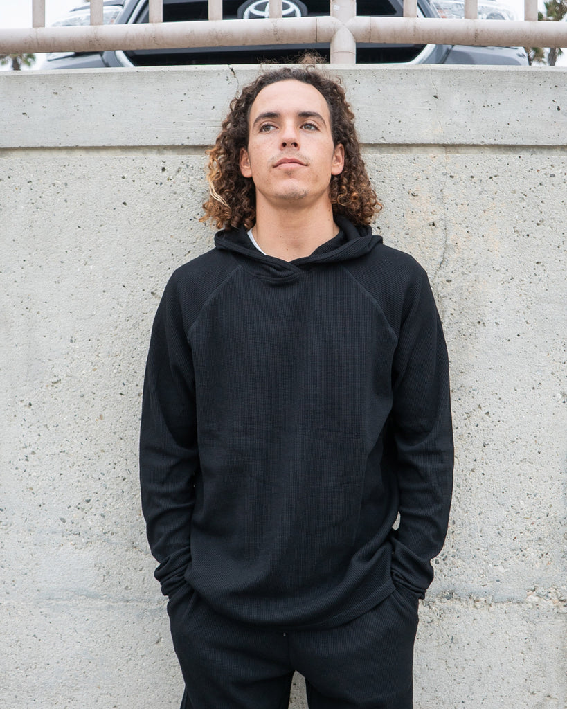 Men's Waffle Weave Tech Hoodie - Black