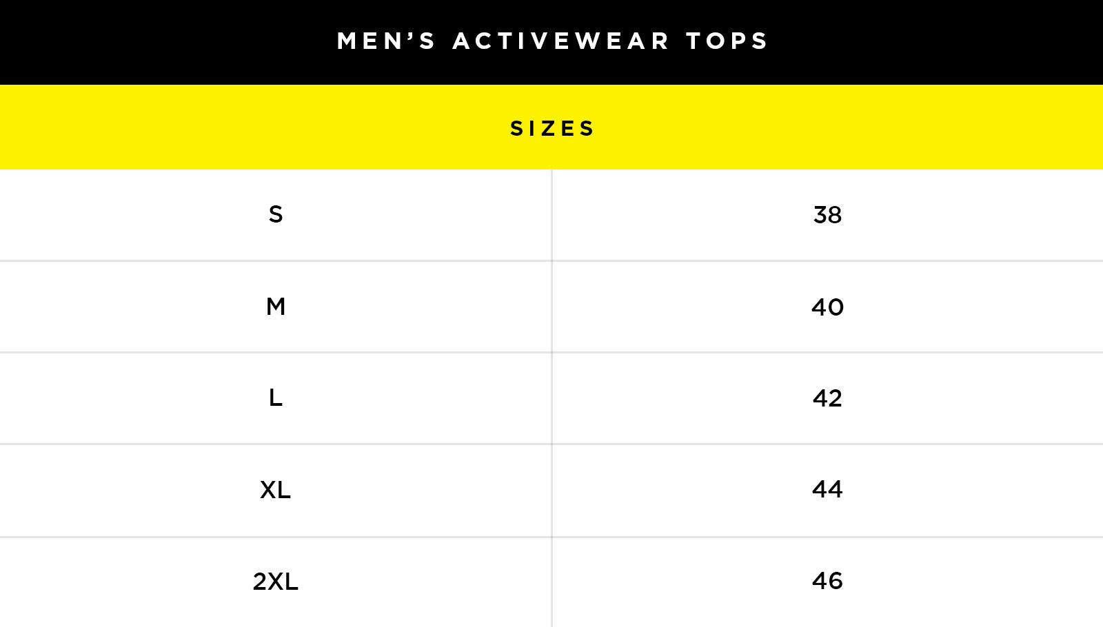 Size Guide – Hughes Menswear