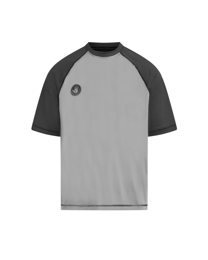 Raglan Loose-Fit Short-Sleeve Rash Guard - Black/Charcoal