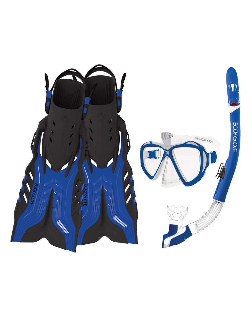 Passage Mask/Snorkel/Fin Snorkeling Set - Blue/Clear