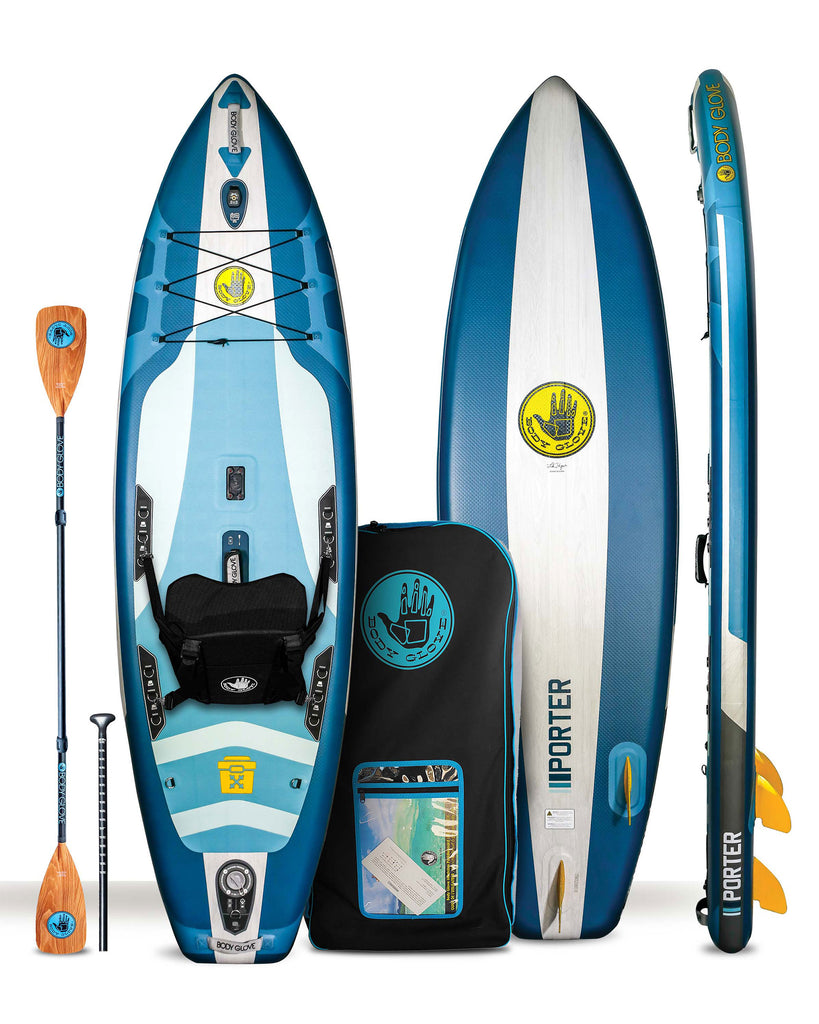 Porter SKX 9'6" Inflatable Kayak-Paddle Board - Blue/Grey