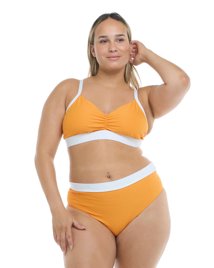 Ripple Drew Plus Size Swim Top - Yellow