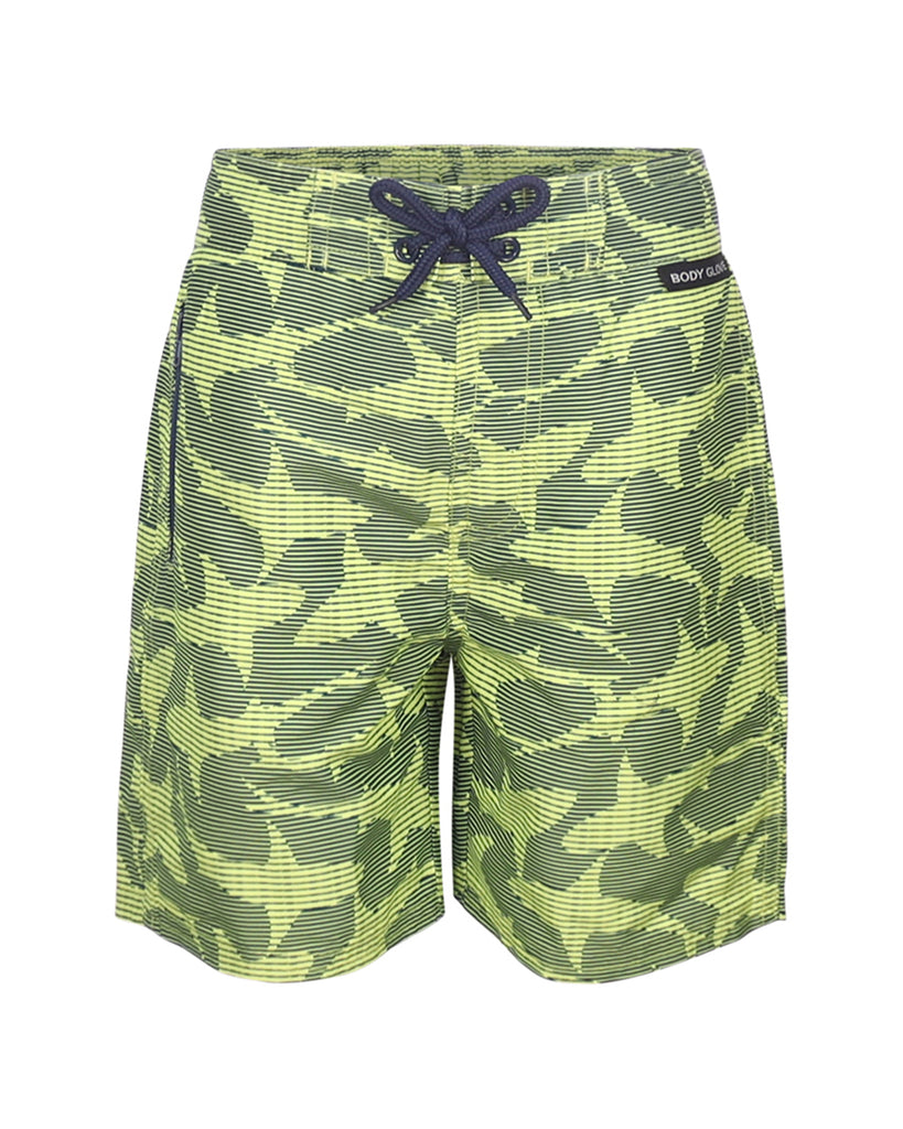 Toddler Boys' Striped Shark-Print Swim Shorts - Lime Green