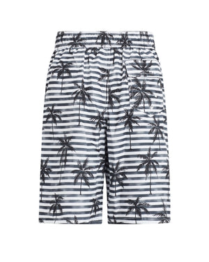 Boys' Striped Palm Print Long Boardshorts - Grey