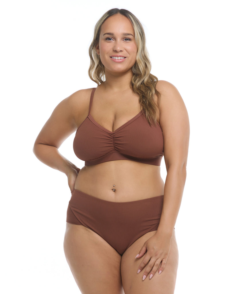 Ibiza  Drew Plus Size Swim Top - Brown