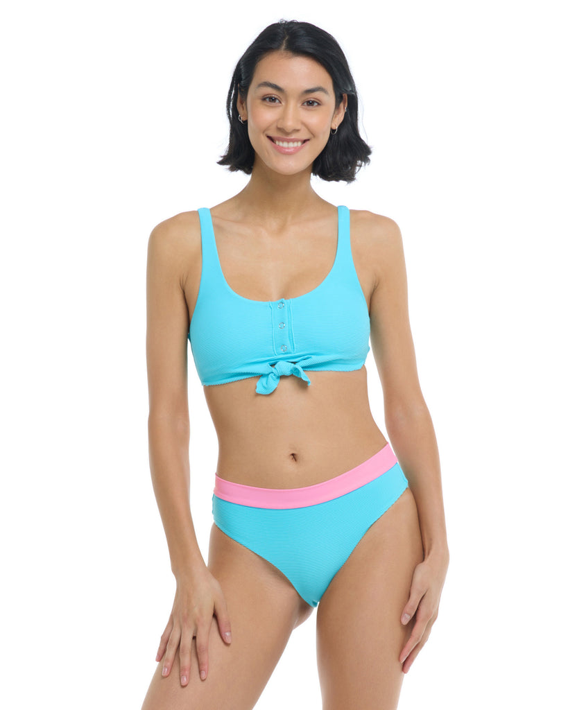 Spectrum Kate Crop Tank Bikini Top - Cyan