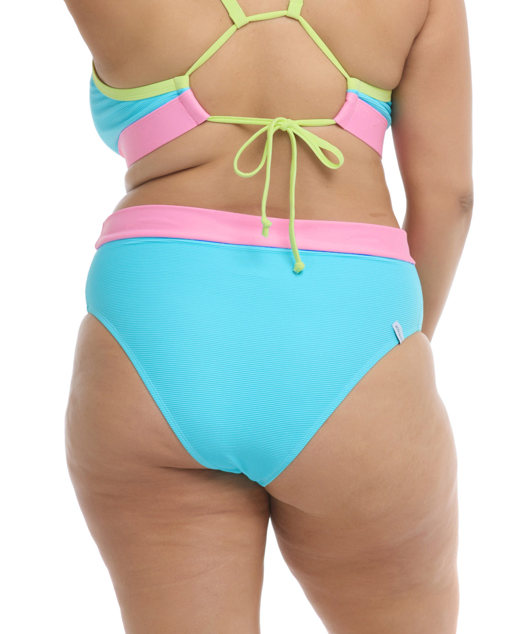 Spectrum Marlee Plus Size High Waist Bikini Bottom Cyan Body Glove