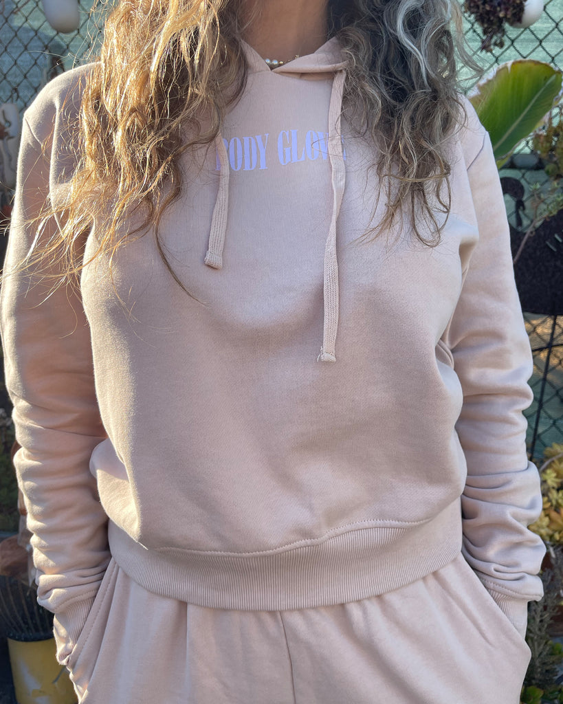 Laid Back Cropped Hoodie - Mushroom