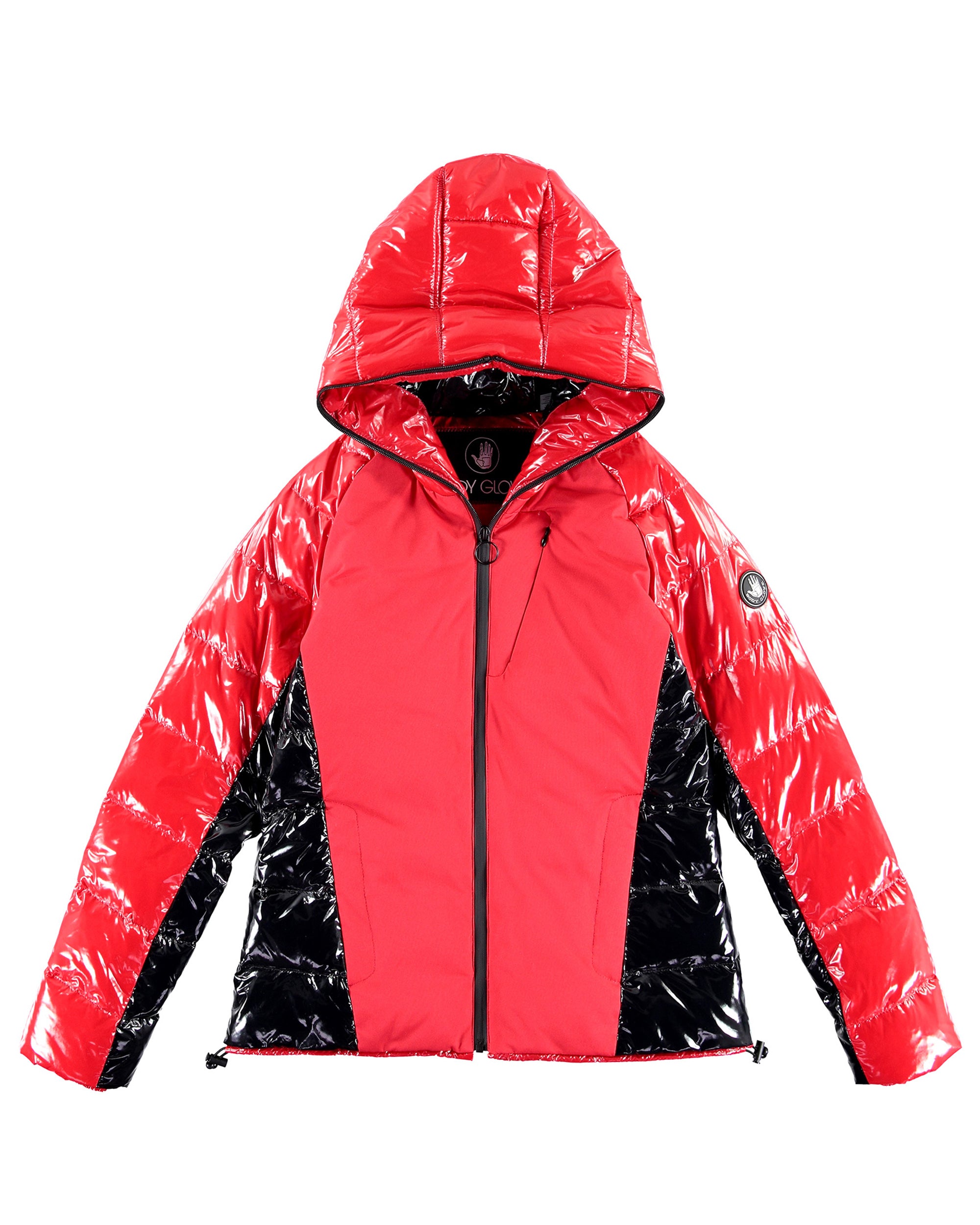 red down coat with hood