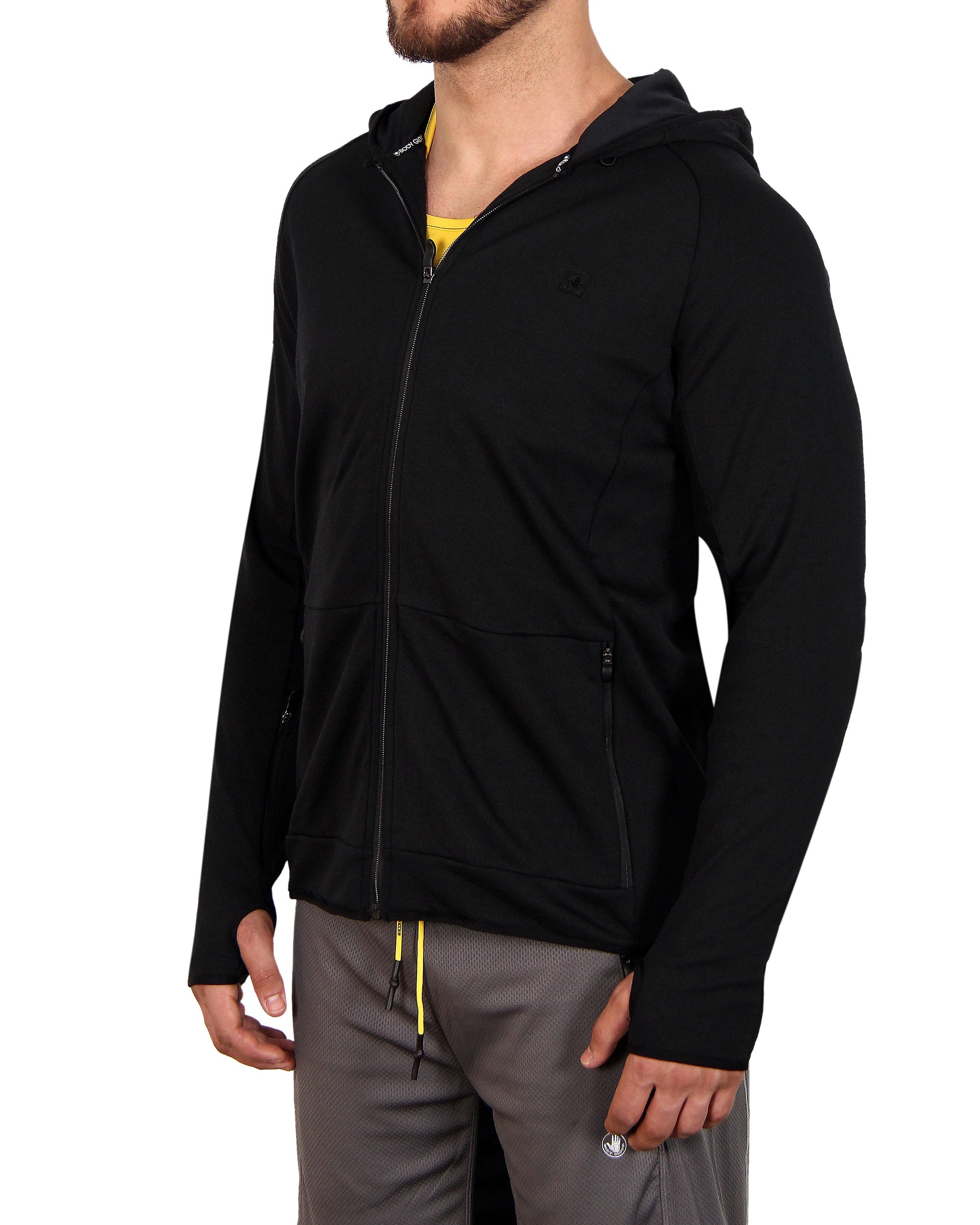 Download Men's Zip-Front Fleece Hoodie - Black - Body Glove