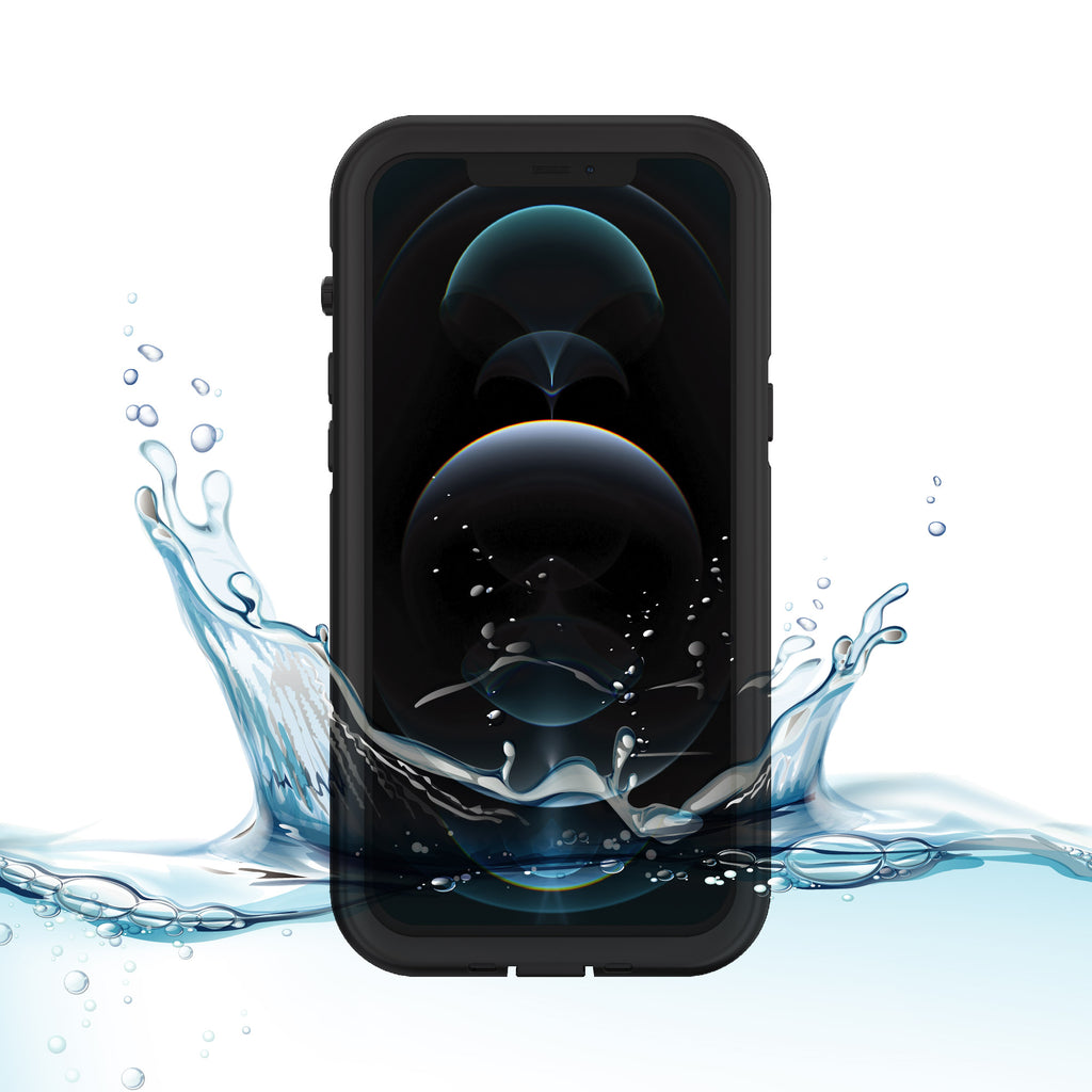iPhone 12 Pro Max Waterproof Phone Case - Black/Clear
