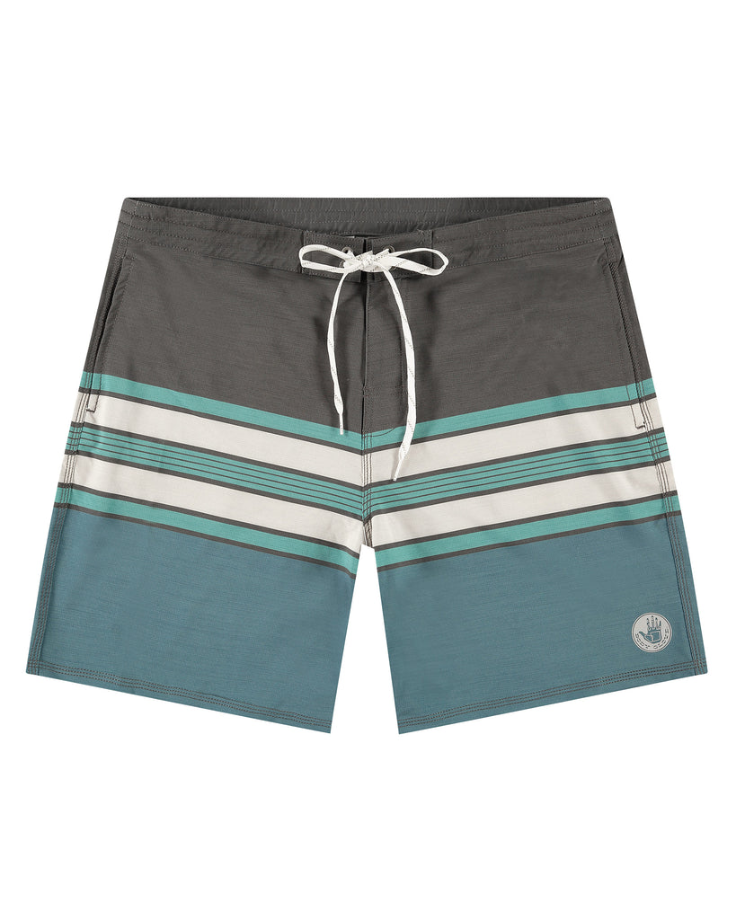 Men's 18-Inch Isthmus Stripe-Band Boardshort - Charcoal